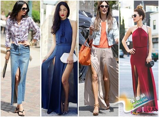 Show出110公分名模腿!开衩长裙“装”出女神范儿