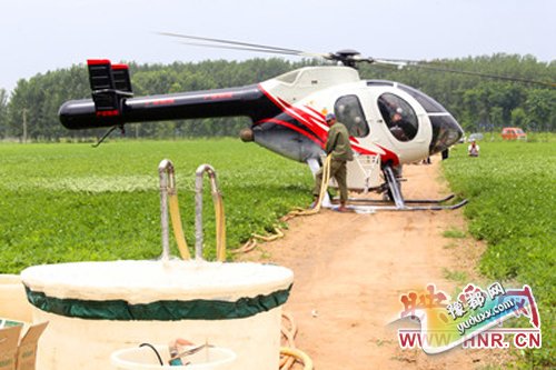 宁陵县派“飞机”防治林木害虫 维护绿色家园