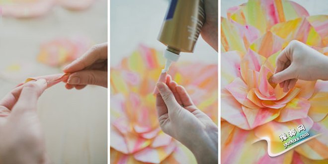大型纸花的做法图解 DIY婚礼纸花背景墙