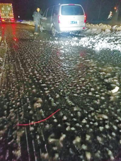 信阳暴雪豫鄂交界高速车辆大量滞留 路政人员徒步为司乘送饭