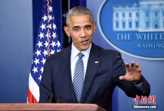 当地时间11月14日，美国总统奥巴马在白宫举行大选后首次记者会。图为奥巴马。中新社记者 张蔚然 摄